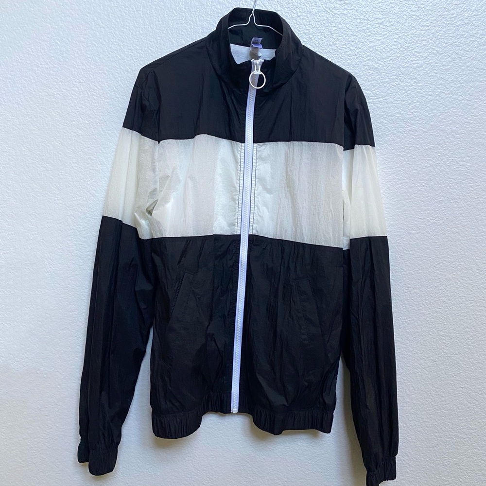 American Apparel Black & White Windbreaker Jacket